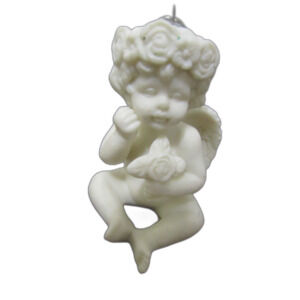 Angel Cherub ornament with roses has a rose crown white